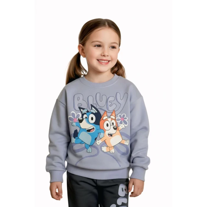 Bluey Desenli Lila Renk Kız Çocuk Eşofman Takım
