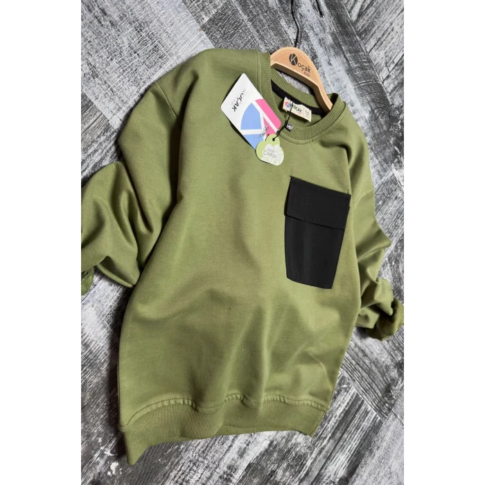 Cep Detaylı Erkek Çocuk Yeşil Renk Eşofman Takım