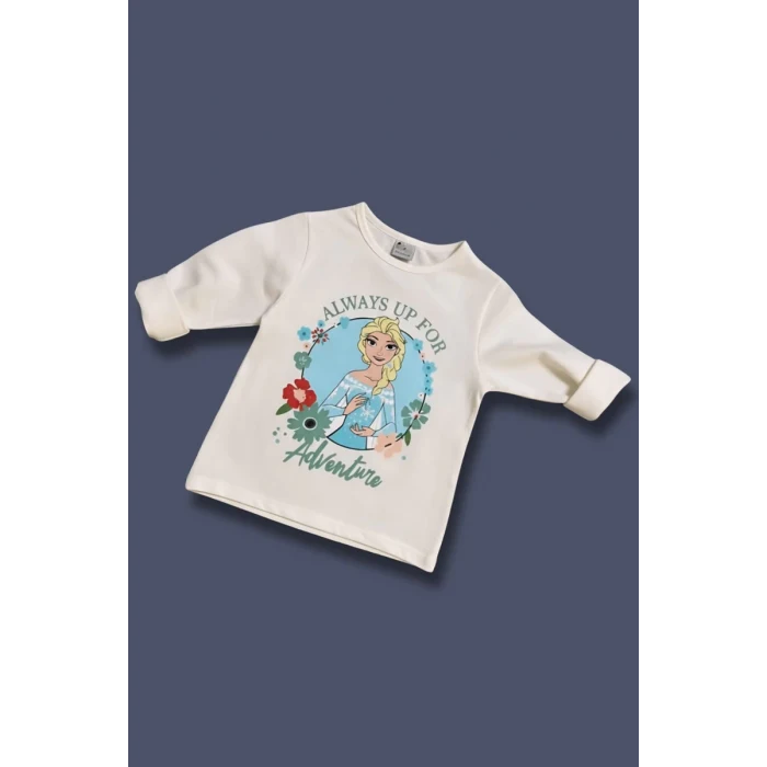 Elsa Desenli Yeşil Renk Kız Çocuk Taytlı Takım