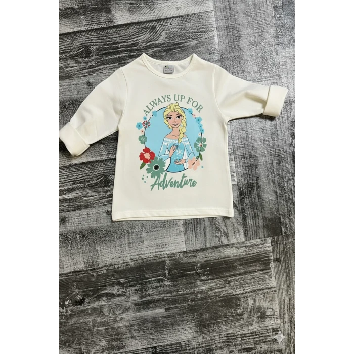 Elsa Desenli Yeşil Renk Kız Çocuk Taytlı Takım