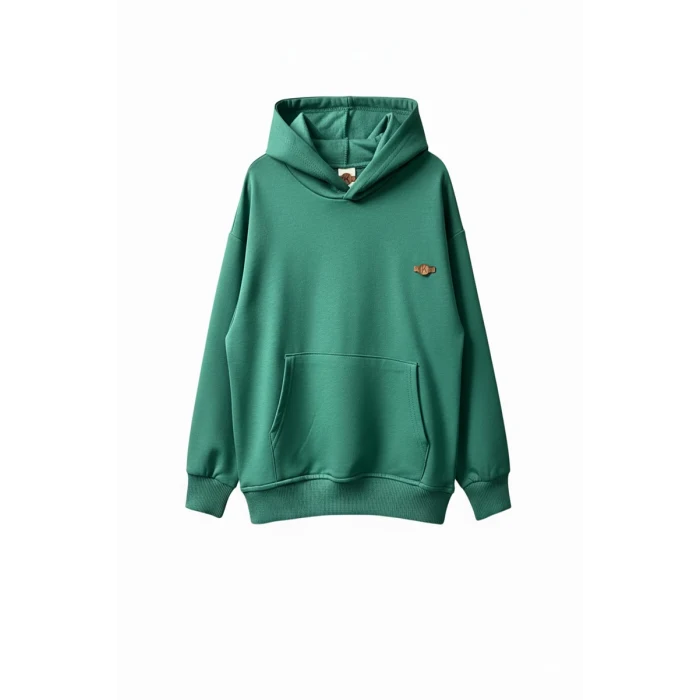 Kapüşonlu ve Kanguru Cepli Yeşil Renk Erkek Çocuk Eşofman Takım