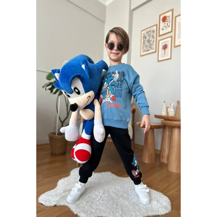 Sonic Desenli Mavi Renk Erkek Çocuk Eşofman Takım