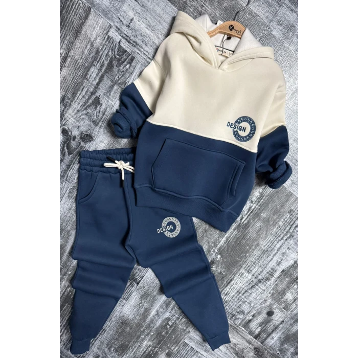 Yeni Sezon 3 İplik Kapşonlu ve Kanguru Cepli Erkek Çocuk Eşofman Takım