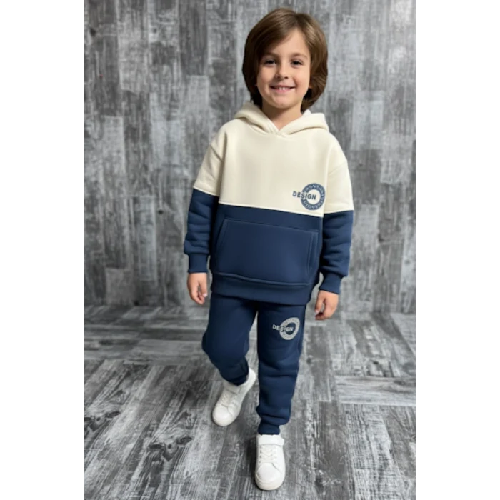 Yeni Sezon 3 İplik Kapşonlu ve Kanguru Cepli Erkek Çocuk Eşofman Takım