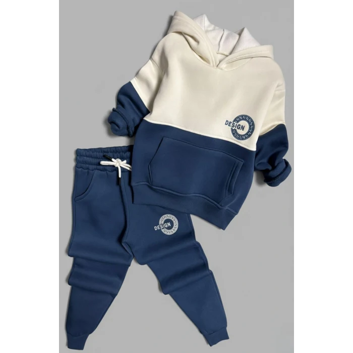 Yeni Sezon 3 İplik Kapşonlu ve Kanguru Cepli Erkek Çocuk Eşofman Takım