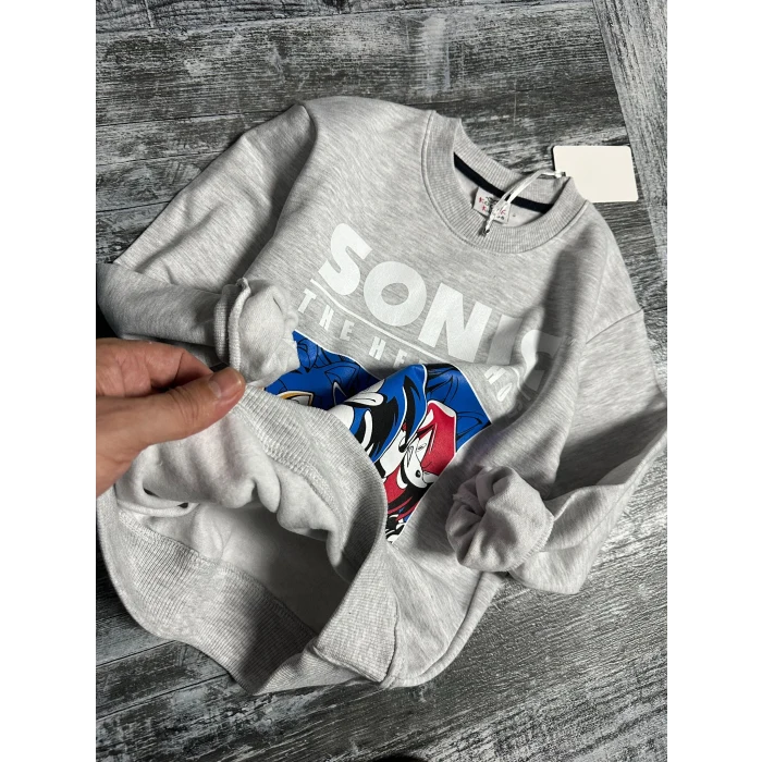 Yeni Sezon Sonic Desenli Gri Renk Erkek Çocuk Eşofman Takım