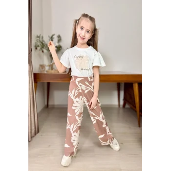 Papatya Desen Bol Paça Pantolonlu Kız Çocuk Takım