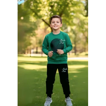 Basketball Yazı Desenli Yeşil Renk Erkek Çocuk Eşofman Takımı