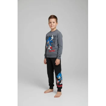 Sonic Desenli Gri Renk Erkek Çocuk Eşofman Takım