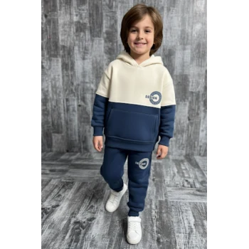 Yeni Sezon 3 İplik Kapşonlu ve Kanguru Cepli Erkek Çocuk Eşofman Takım