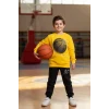 Basketball Yazı Desenli Sarı Renk Erkek Çocuk Eşofman Takımı