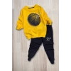 Basketball Yazı Desenli Sarı Renk Erkek Çocuk Eşofman Takımı