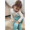 Elsa Desenli Yeşil Renk Kız Çocuk Taytlı Takım