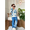Harf Desenli Mavi Renk Erkek Çocuk Eşofman Takım