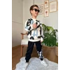 Harf Desenli Siyah Renk Erkek Çocuk Eşofman Takım