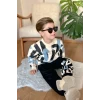 Harf Desenli Siyah Renk Erkek Çocuk Eşofman Takım