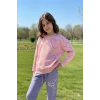 Kalp Desenli Pembe Renk 3 İplik Kız Çocuk Takım