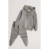 Kapüşonlu ve Kanguru Cepli Gri Renk Erkek Çocuk Eşofman Takım