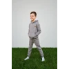 Kapüşonlu ve Kanguru Cepli Gri Renk Erkek Çocuk Eşofman Takım
