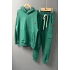 Kapüşonlu ve Kanguru Cepli Yeşil Renk Erkek Çocuk Eşofman Takım