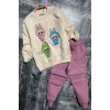 Labubu Desenli Kız Çocuk Pembe Renk Eşofman Takım 2 li Set