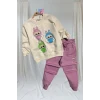 Labubu Desenli Kız Çocuk Pembe Renk Eşofman Takım 2 li Set