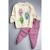 Labubu Desenli Kız Çocuk Pembe Renk Eşofman Takım 2 li Set