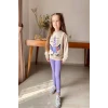Unicorn Desenli Kız Çocuk Lila Renk Taytlı Takım