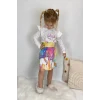 Unicorn Desenli Renkli Kız Çocuk Etekli Takım