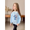 Yaka Detaylı Stitch Desenli Mavi Renk Kız Çocuk Takım