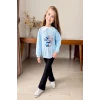 Yaka Detaylı Stitch Desenli Mavi Renk Kız Çocuk Takım