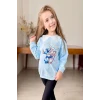 Yaka Detaylı Stitch Desenli Mavi Renk Kız Çocuk Takım