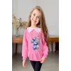 Yaka Detaylı Stitch Desenli Pembe Renk Kız Çocuk Takım
