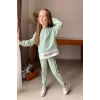 Yazı Detaylı Tarz Yeşil Renk Kız Çocuk Takım