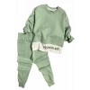 Yazı Detaylı Tarz Yeşil Renk Kız Çocuk Takım