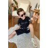 Yeni Sezon Alev Desenli Siyah Renk Erkek Çocuk Şortlu Takım