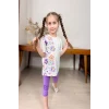 Yeni Sezon Çiçek Desenli Lila Renk Kapri Taytlı Kız Çocuk Takım