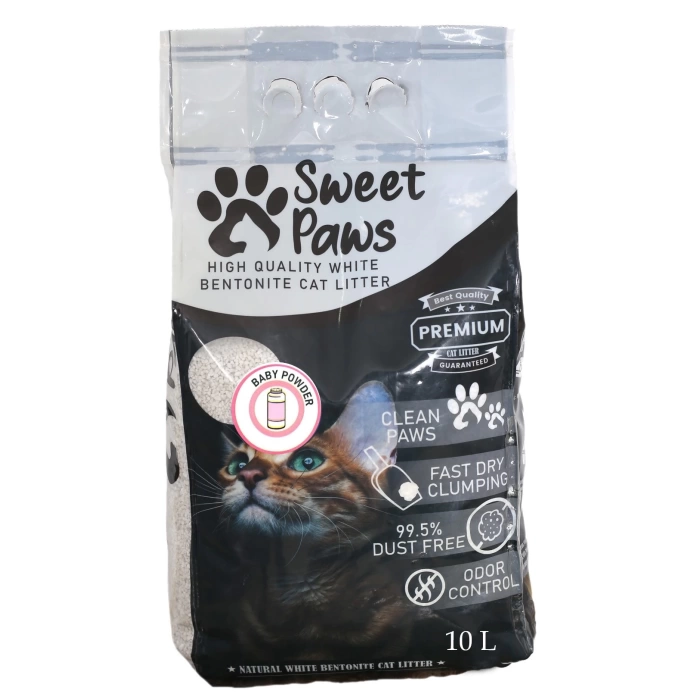SWEET PAWS KEDİ KUMU 10 LT BEBE PUDRASI kalın taneli