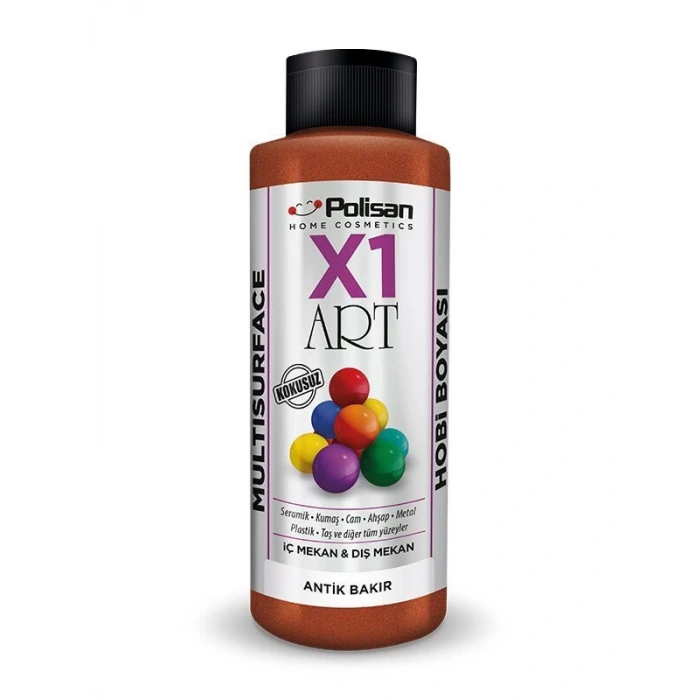 Polisan X1 Art Multisurface Hobi Boyası Antik Bakır (Sedef) 120 ml