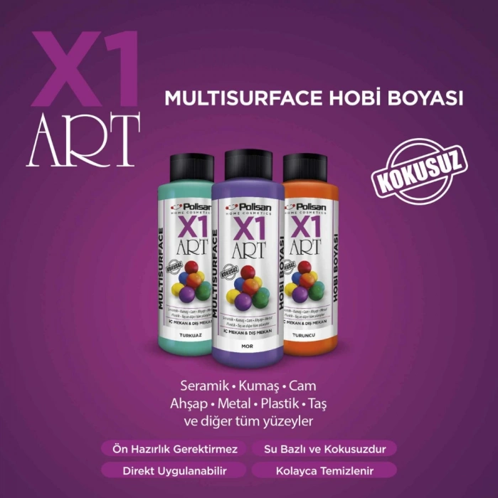 Polisan X1 Art Multisurface Hobi Boyası Antik Pembe 120 ml