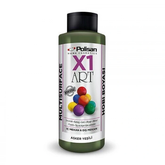 Polisan X1 Art Multisurface Hobi Boyası Asker Yeşili 120 ml