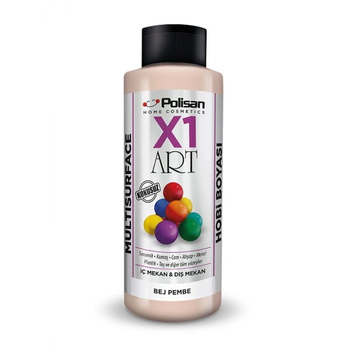 Polisan X1 Art Multisurface Hobi Boyası Bej Pembe 120 ml