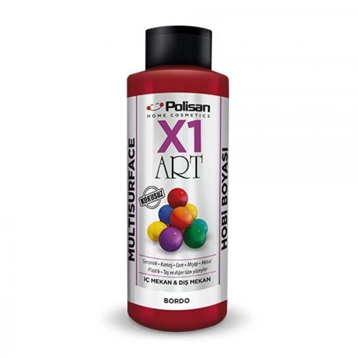 Polisan X1 Art Multisurface Hobi Boyası Bordo 120 ml