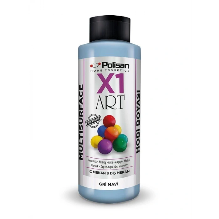 Polisan X1 Art Multisurface Hobi Boyası Gri Mavi 120 ml