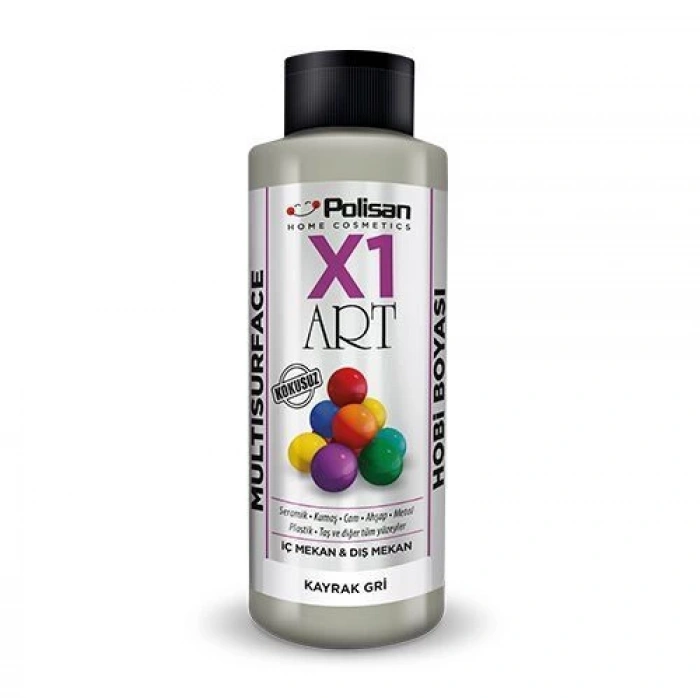 Polisan X1 Art Multisurface Hobi Boyası Kayrak Gri 120 ml