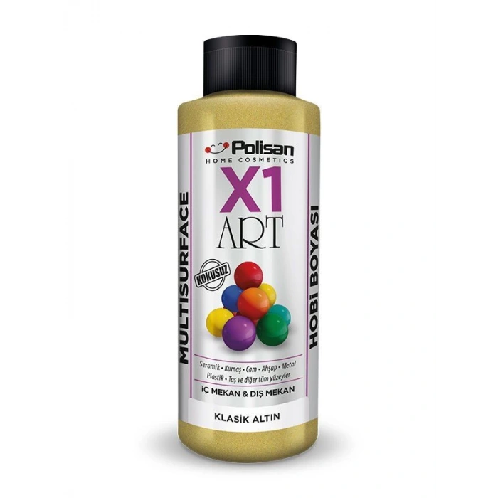 Polisan X1 Art Multisurface Hobi Boyası Klasik Altın (Sedef) 120 ml