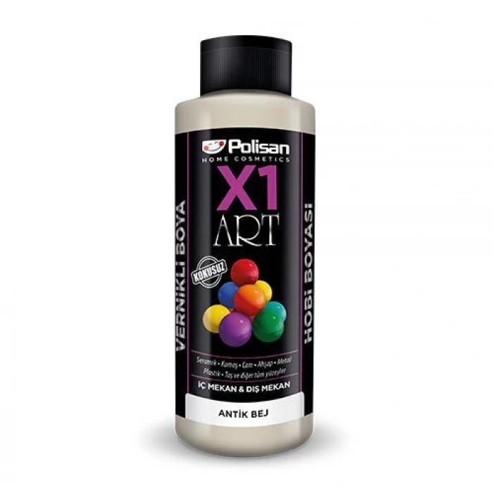 Polisan X1 Art Vernikli Hobi Boyası Antik Bej 120 ml