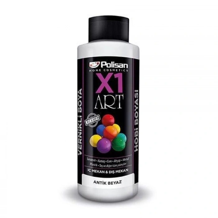 Polisan X1 Art Vernikli Hobi Boyası Antik Beyaz 120 ml