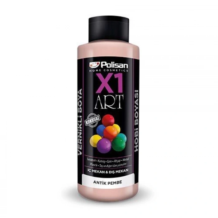 Polisan X1 Art Vernikli Hobi Boyası Antik Pembe 120 ml