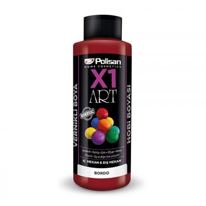 Polisan X1 Art Vernikli Hobi Boyası Bordo 120 ml